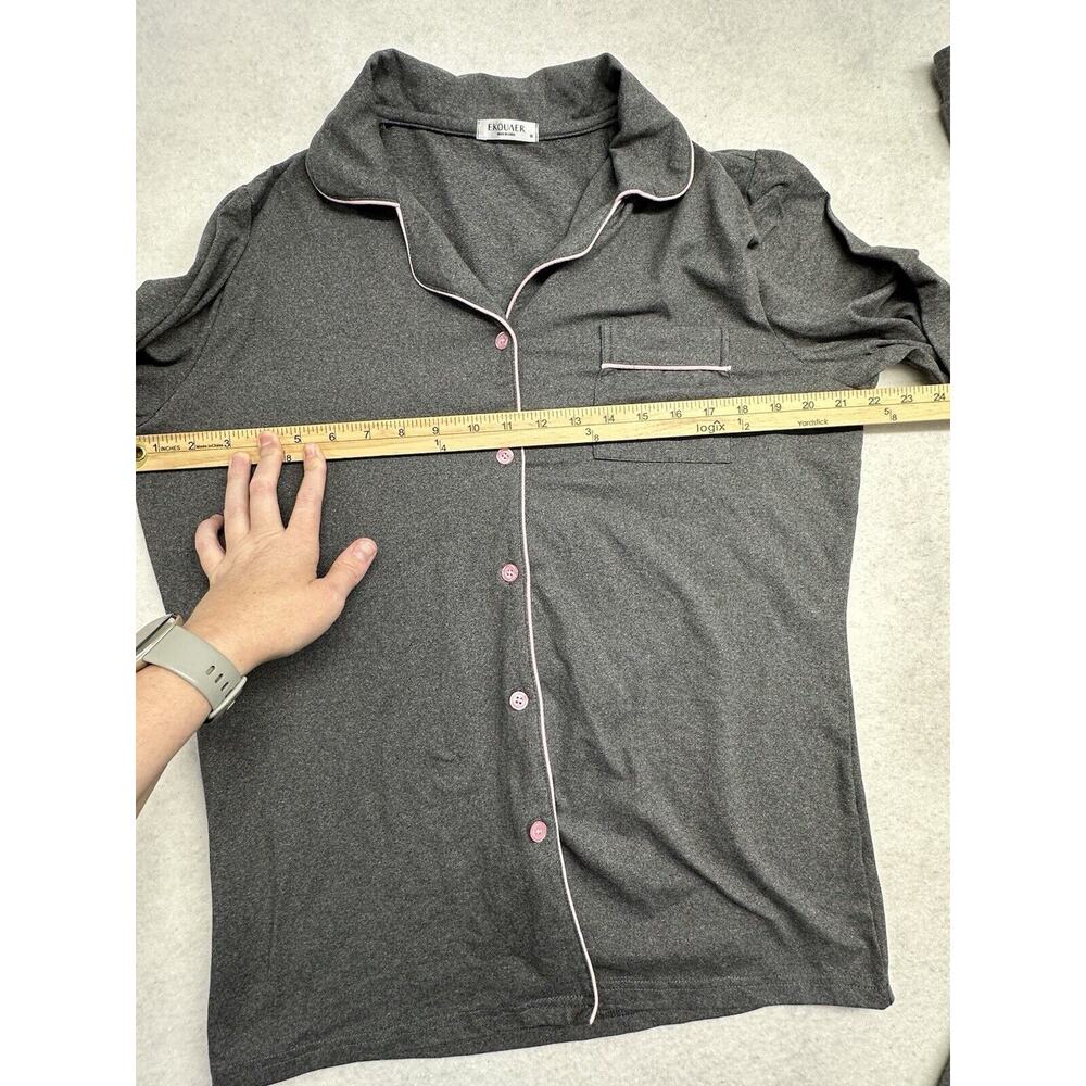 Ekouaer Womens Size M Pajamas Set Long Sleeve Sleepwear 2 pc Lounge Gray Pink - Picture 6 of 12